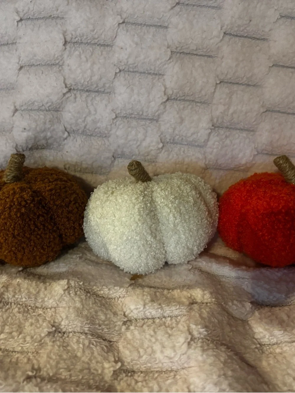 Decorative Plush Pumpkin Trio - Brown, Cream & Orange